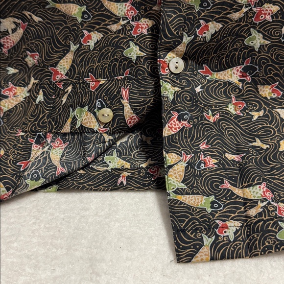 Tori Richard Honolulu Hawaii Aloha Shirt Cotton Lawn Koi Fish Button Down Sz XL - Picture 13 of 14